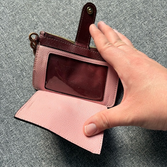 Coach Powder Pink Wine Multi Key Card Holder Attachment Card Case - Picture 4 of 7